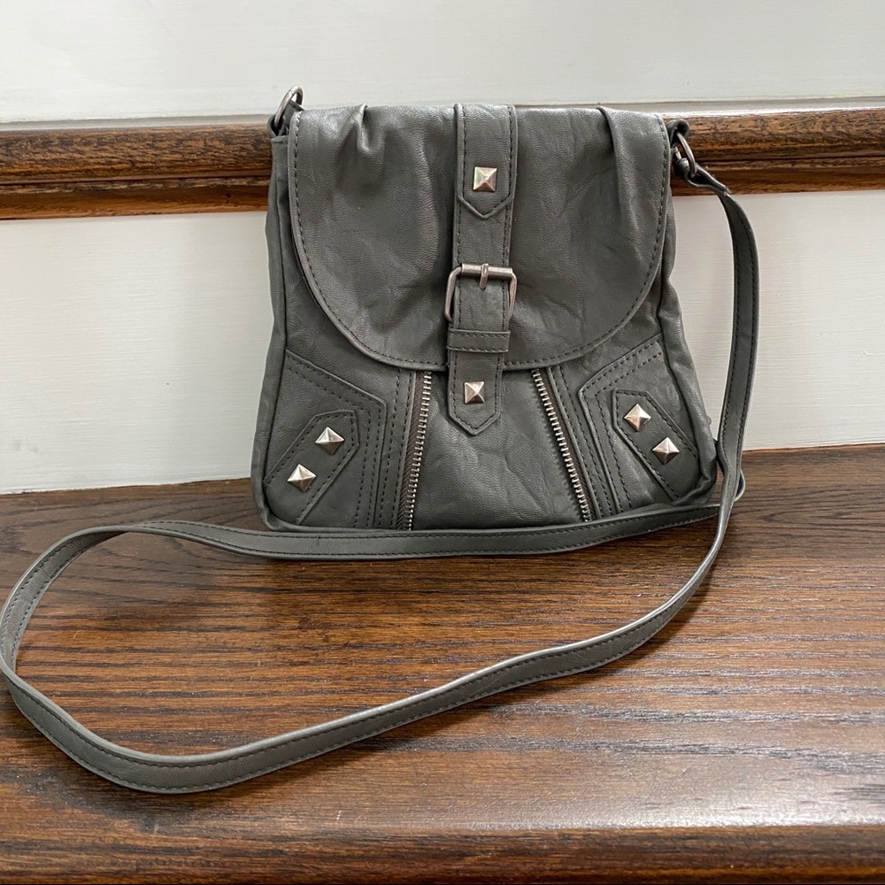 NWOT Faux Leather Slate Grey Crossbody Purse